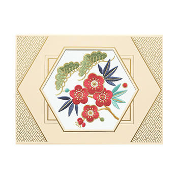 刺しゅう「祝福　松竹梅」（しゅくふく　しょうちくばい））